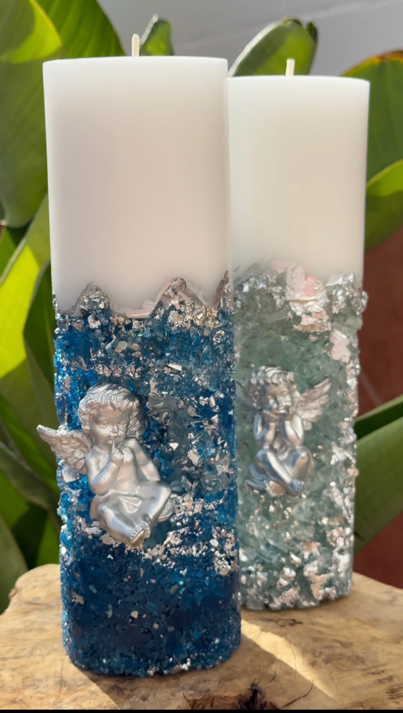 Angel Crysral Candile-Blue Silver