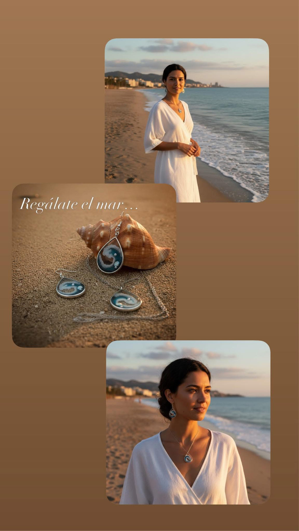 Pendientes artesanales estilo marino-hechos a mano