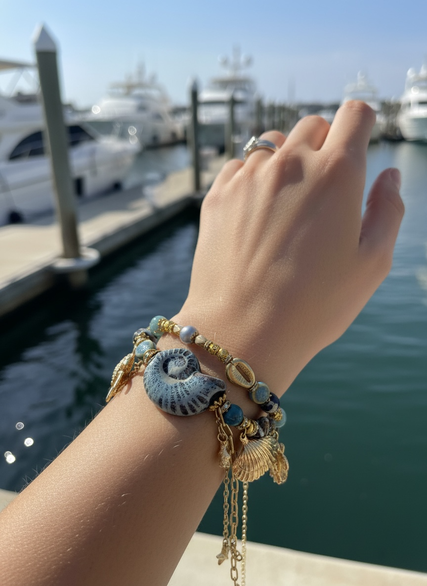Collar boho de cerámica artesanal-pieza única