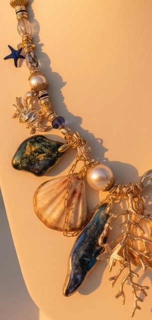 Collar marino con conchas y piedras