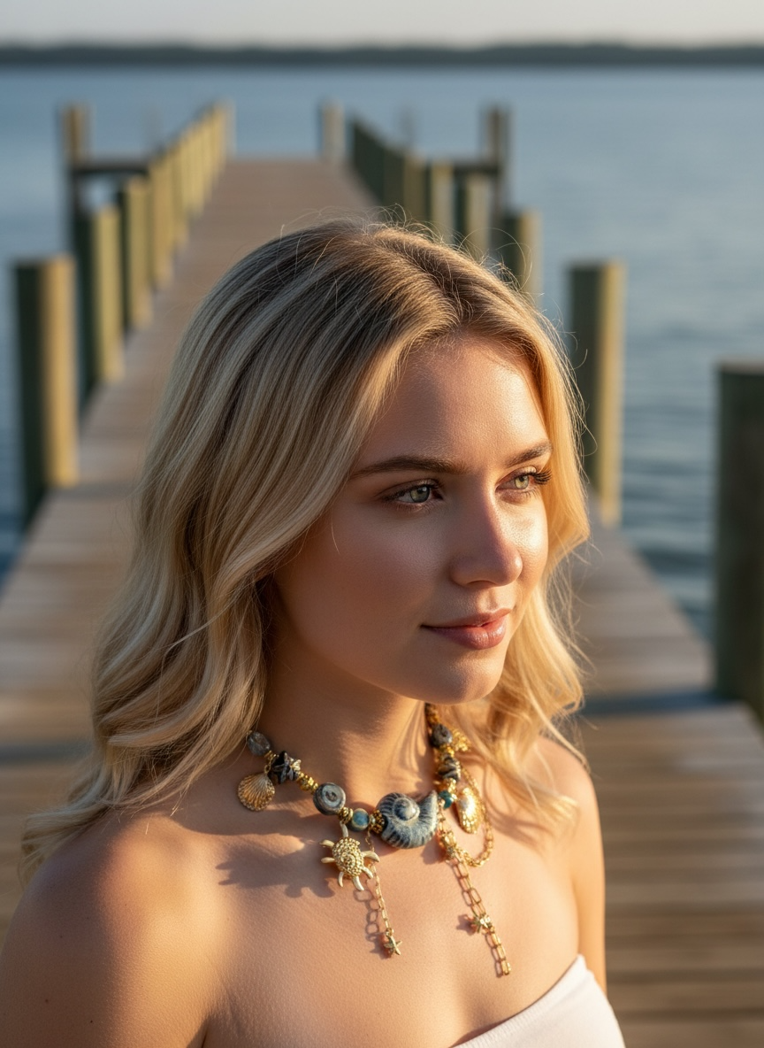 Collar boho de cerámica artesanal-pieza única