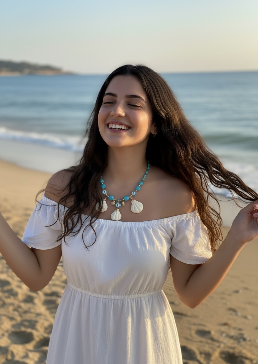 Collar “Dulzura Marina” con turquesa y conchas
