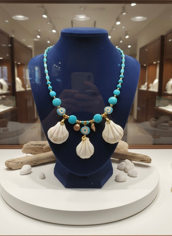 Collar “Dulzura Marina” con turquesa y conchas