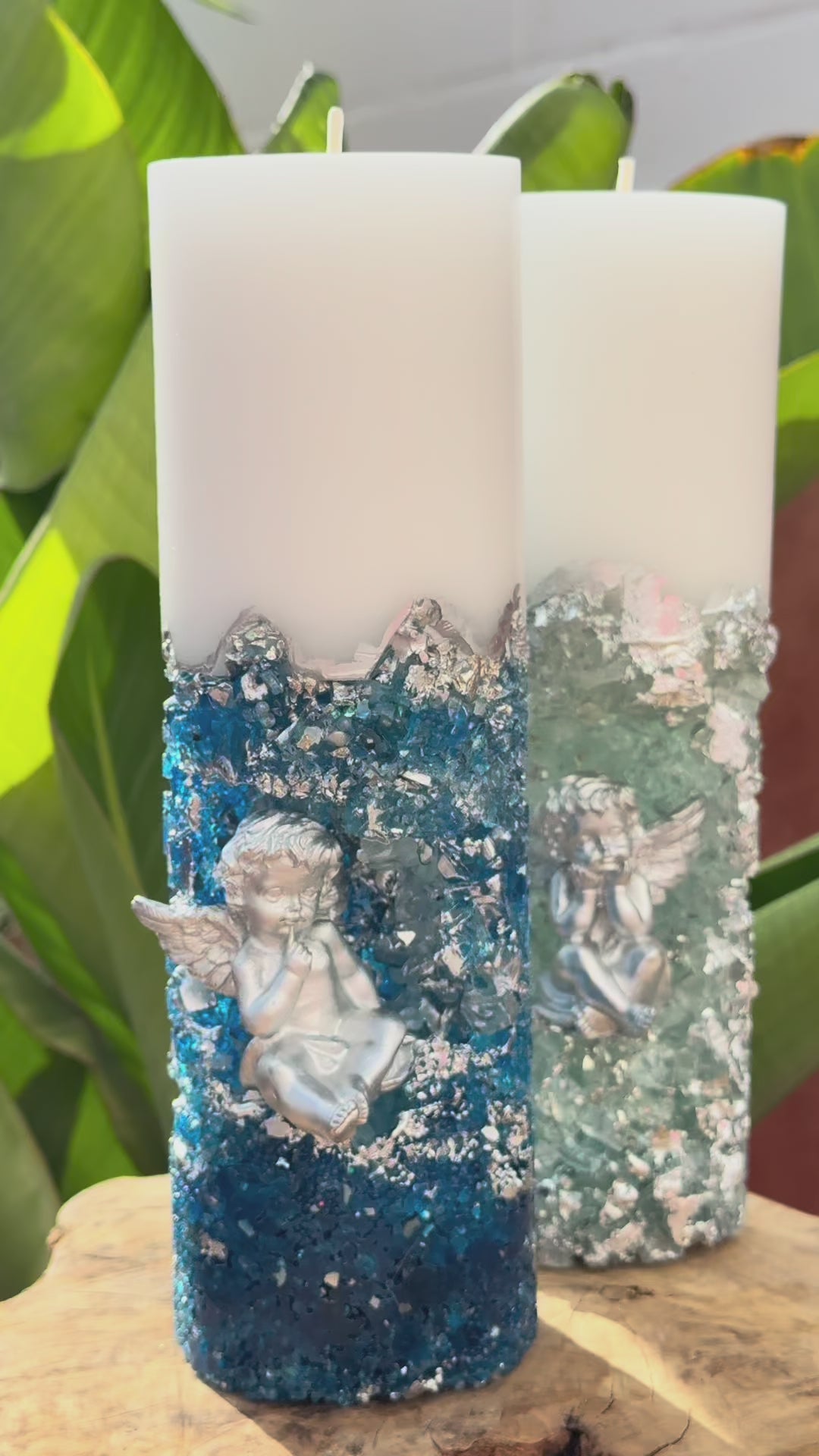 Angel Crysral Candile-Blue Silver