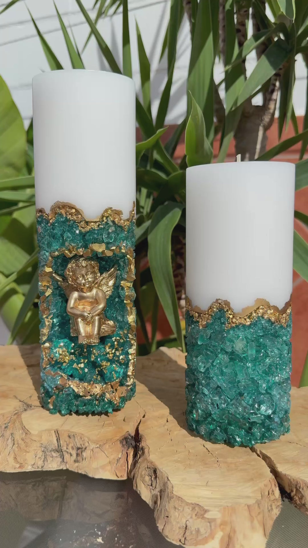 Angel Crysral Candile-Blue Silver