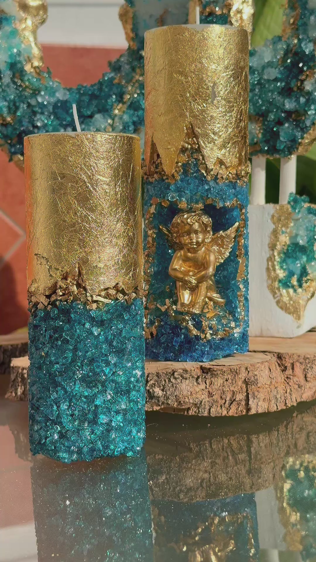 Angel Crysral Candile-Blue Silver